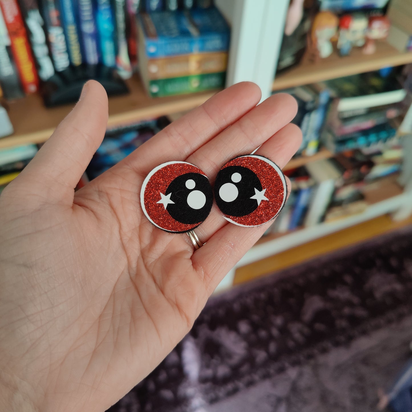 Starry 30mm Red Glitter Felt Eyes