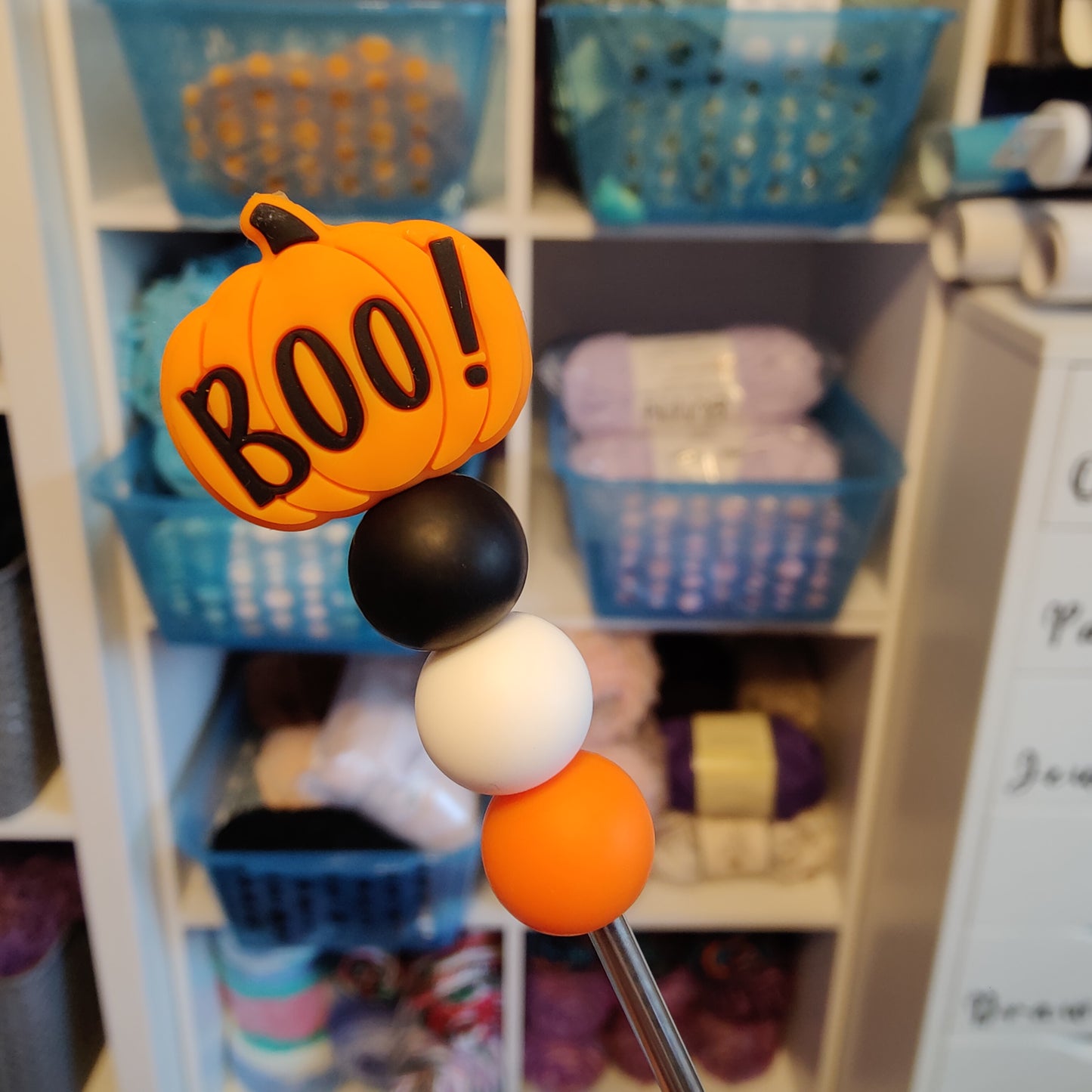 Halloween "BOO!" Pumpkin Amigurumi Sewing Stick