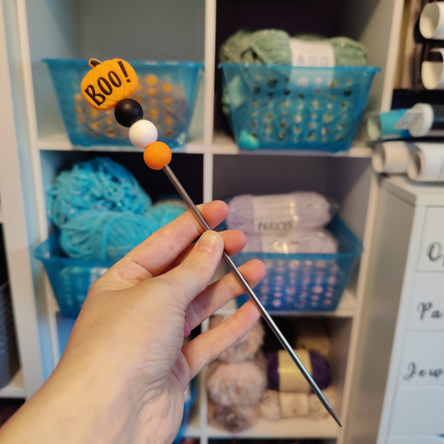 Halloween "BOO!" Pumpkin Amigurumi Sewing Stick