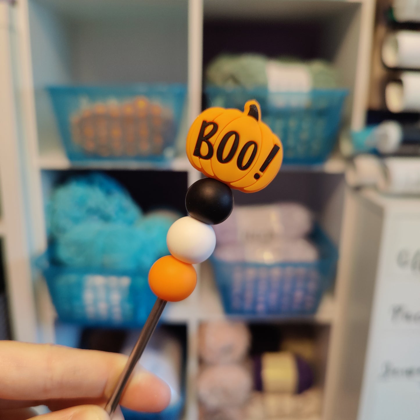 Halloween "BOO!" Pumpkin Amigurumi Sewing Stick