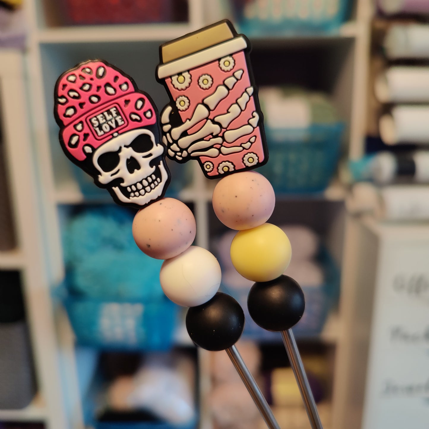 Skull and Coffee Amigurumi Sewing Sticks