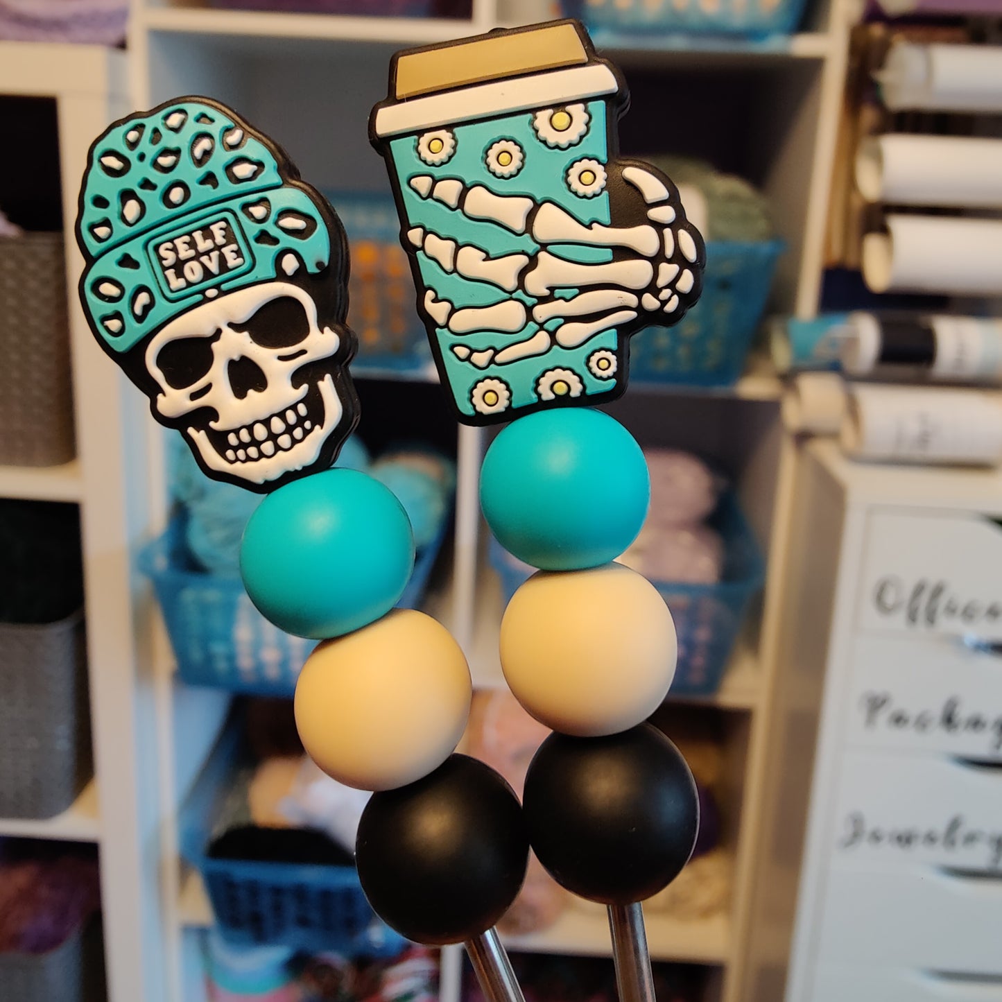 Skull and Coffee Amigurumi Sewing Sticks