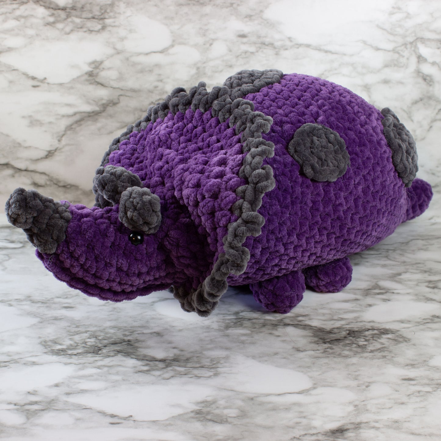 Small Triceratops Dinosaur Chenille Yarn Plushie