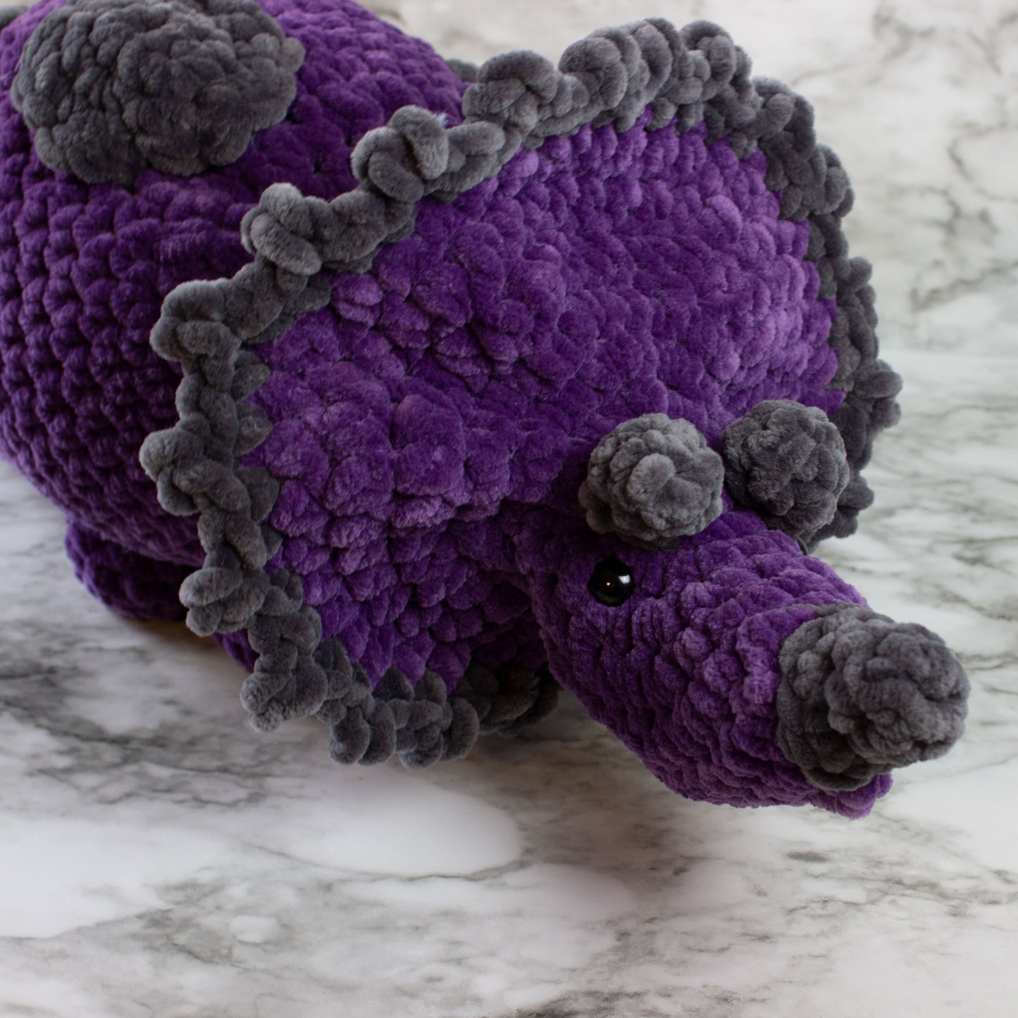 Small Triceratops Dinosaur Chenille Yarn Plushie