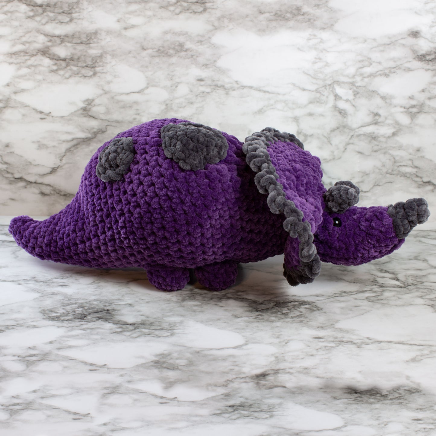 Small Triceratops Dinosaur Chenille Yarn Plushie