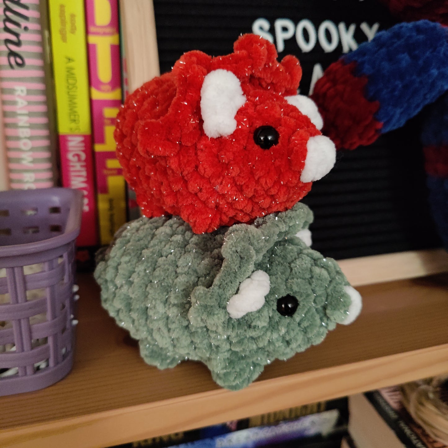 Mini Triceratops Christmas Edition Crochet Plushie