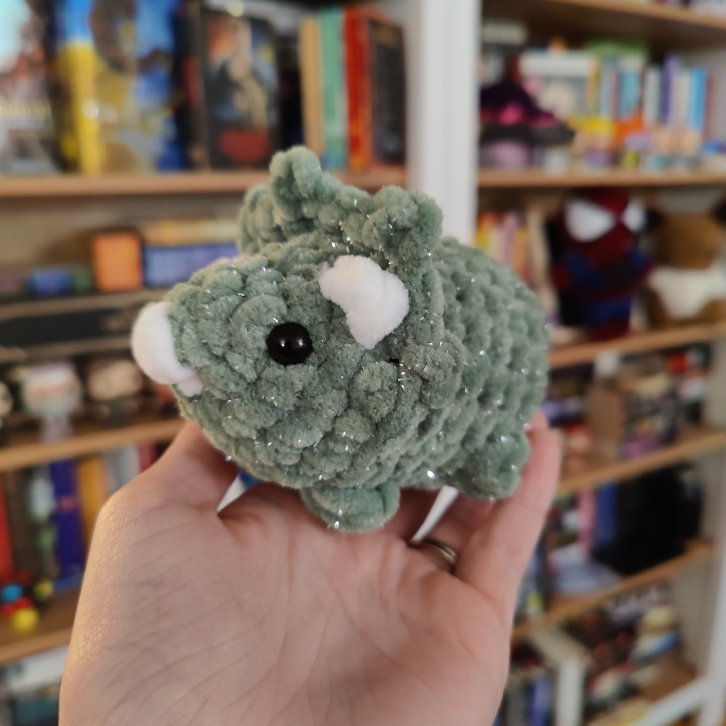 Mini Triceratops Christmas Edition Crochet Plushie