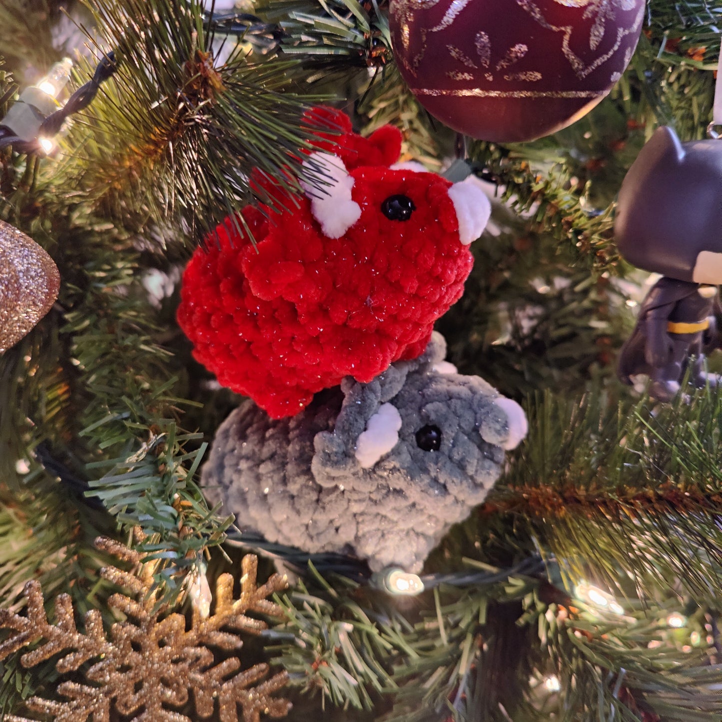 Mini Triceratops Christmas Edition Crochet Plushie