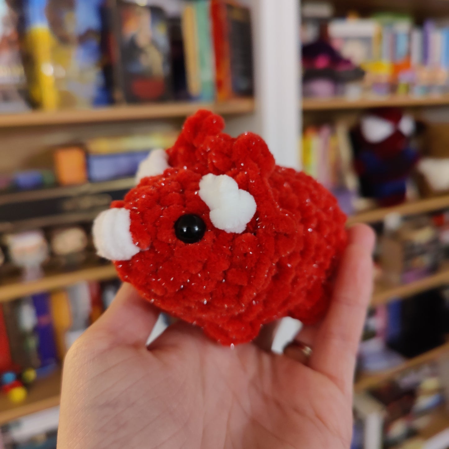 Mini Triceratops Christmas Edition Crochet Plushie