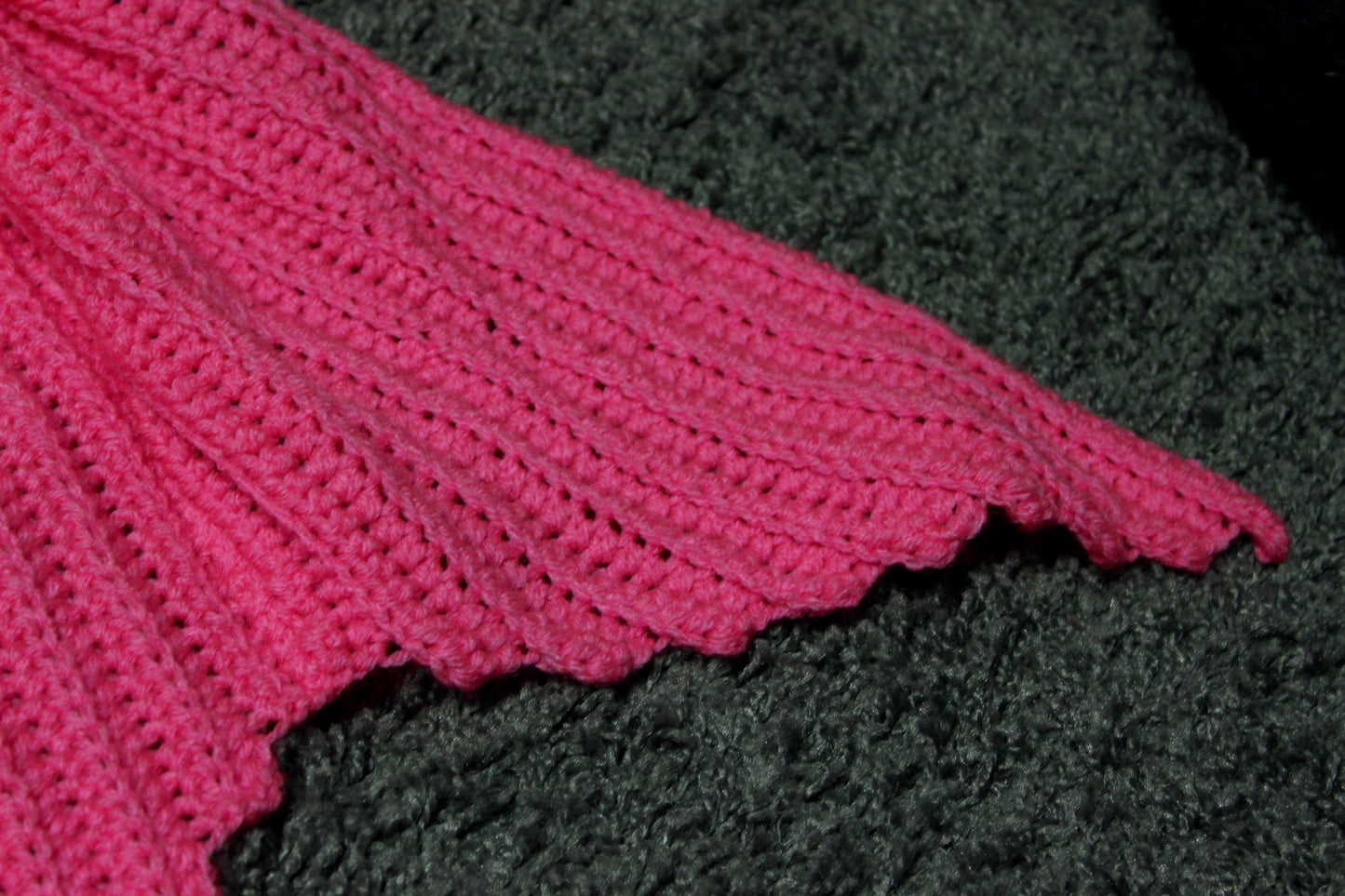 Pink and Grey Mermaid Tail Blanket